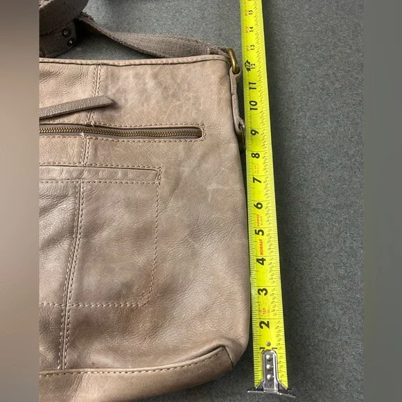 Stylish Taupe Leather Crossbody Bag - Picture 4 of 10